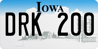 IA license plate DRK200