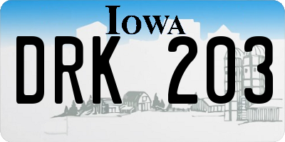 IA license plate DRK203