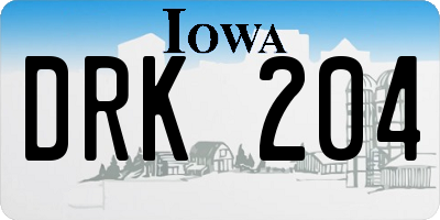 IA license plate DRK204