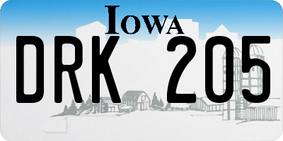 IA license plate DRK205