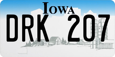 IA license plate DRK207