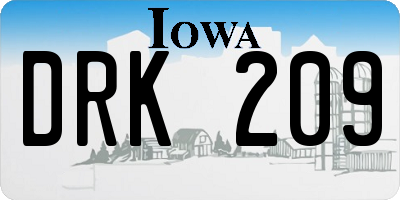 IA license plate DRK209