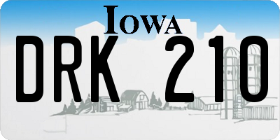 IA license plate DRK210