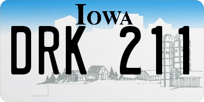 IA license plate DRK211