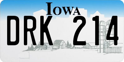 IA license plate DRK214