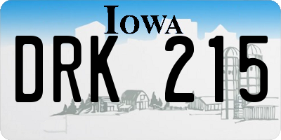 IA license plate DRK215