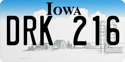 IA license plate DRK216