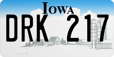IA license plate DRK217