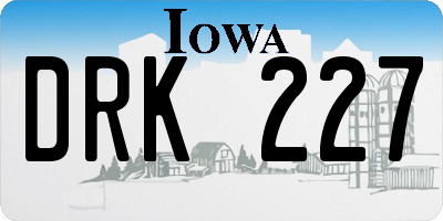 IA license plate DRK227