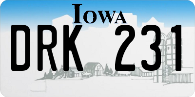 IA license plate DRK231