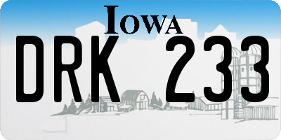 IA license plate DRK233