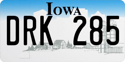 IA license plate DRK285