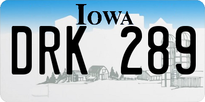 IA license plate DRK289