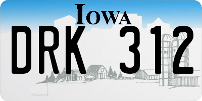 IA license plate DRK312