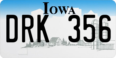 IA license plate DRK356