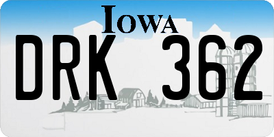 IA license plate DRK362