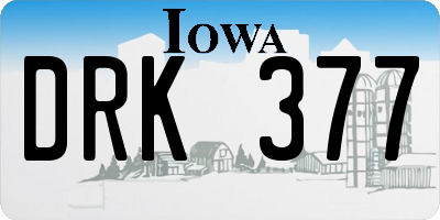 IA license plate DRK377