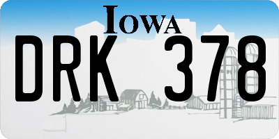 IA license plate DRK378