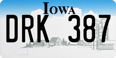 IA license plate DRK387