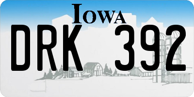 IA license plate DRK392