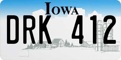 IA license plate DRK412