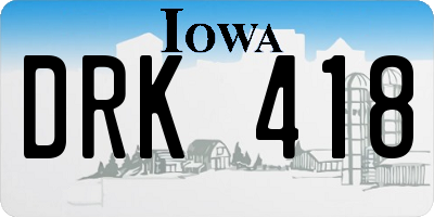 IA license plate DRK418