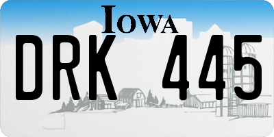 IA license plate DRK445