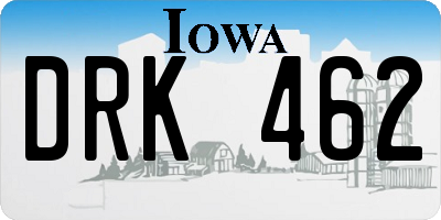 IA license plate DRK462