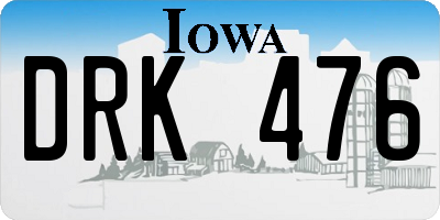 IA license plate DRK476