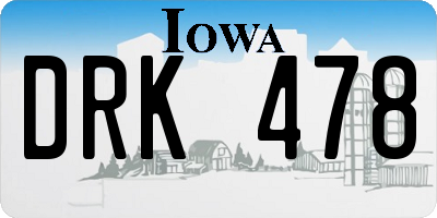 IA license plate DRK478