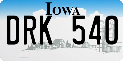 IA license plate DRK540