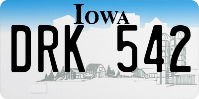 IA license plate DRK542