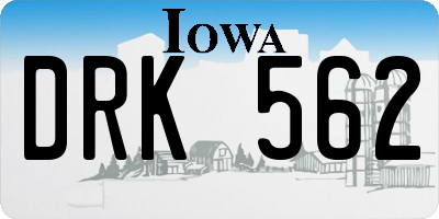 IA license plate DRK562