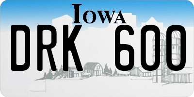 IA license plate DRK600