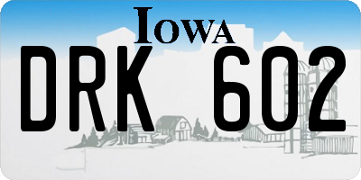 IA license plate DRK602