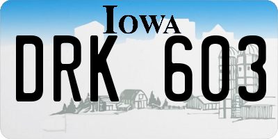 IA license plate DRK603