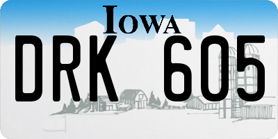 IA license plate DRK605