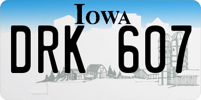 IA license plate DRK607