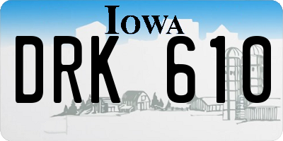 IA license plate DRK610