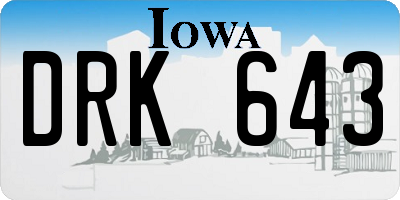 IA license plate DRK643