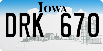 IA license plate DRK670