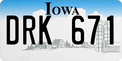 IA license plate DRK671