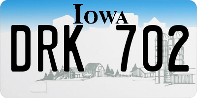 IA license plate DRK702