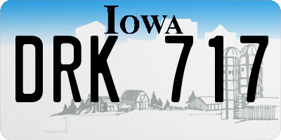 IA license plate DRK717