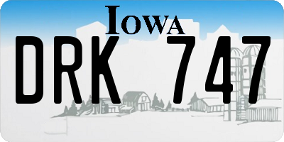 IA license plate DRK747