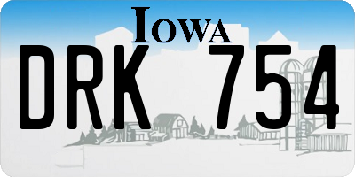 IA license plate DRK754