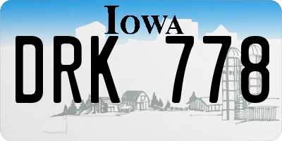 IA license plate DRK778