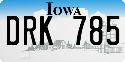 IA license plate DRK785