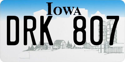 IA license plate DRK807