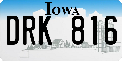 IA license plate DRK816